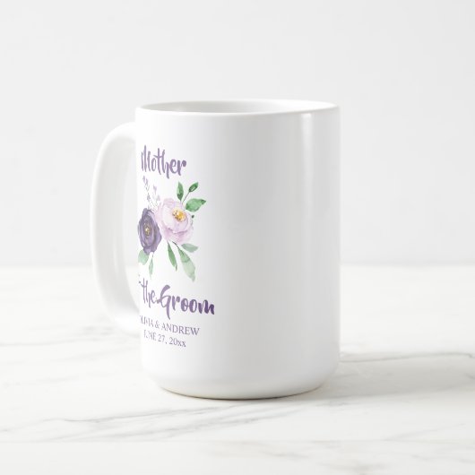 Moeder van de Bruidegom Paarse Lavendel Bloemen Koffiemok (Voorkant links)