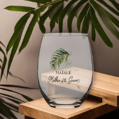 Moeder van de bruidegom Palm Leaf Ouder Bruiloft Wijnglas Zonder Voet