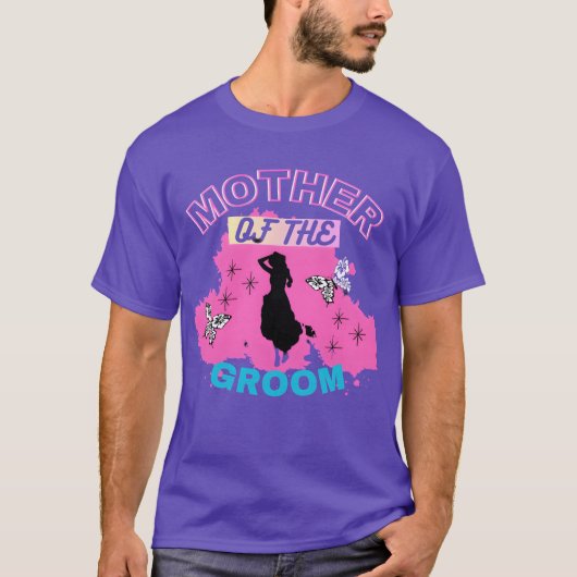 Moeder Van De Bruidegom Roze Blauw Moderne Vrouw M T-shirt (Voorkant)