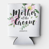 Moeder van de bruidegom Roze Bloemen Waterverf Bru Blikjeskoeler (Voorkant)