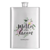 Moeder van de bruidegom Roze Bloemen Waterverf Bru Heupfles (Voorkant)