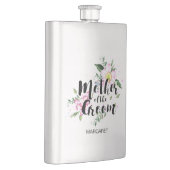 Moeder van de bruidegom Roze Bloemen Waterverf Bru Heupfles (Rechts)