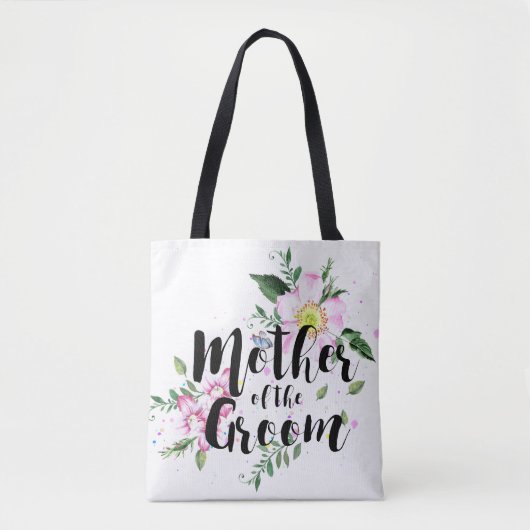 Moeder van de bruidegom Roze Bloemen Waterverf Bru Tote Bag (Voorkant)