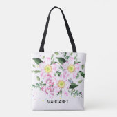 Moeder van de bruidegom Roze Bloemen Waterverf Bru Tote Bag (Achterkant)