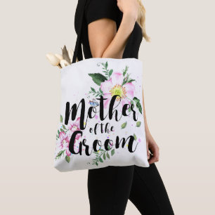 Moeder van de bruidegom Roze Bloemen Waterverf Bru Tote Bag