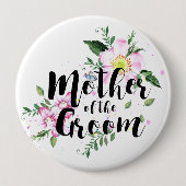 Moeder van de bruidegom Roze bloemschildering wate Ronde Button 4,0 Cm (Voorkant)