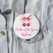 Moeder van de Bruidegom Roze Bow Coquette Trouwen Ronde Button 4,0 Cm (In situ)