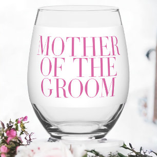 Moeder van de bruidegom Roze Modern Elegant Custom Wijnglas Zonder Voet