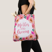 Moeder van de bruidegom rustieke roze aquarel bloe tote bag (Dichtbij)