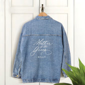 Moeder van de bruidegom Script Naam Bruiloft Parti Denim Jacket