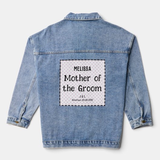 Moeder van de bruidegom Stijlvolle bruiloft gepers Denim Jacket (Achterkant)