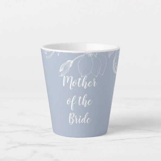 MOEDER VAN DE BRUIDEGOM Stof Blauw Witte Magnolia' Latte Mok (Voorkant)