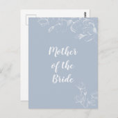 MOEDER VAN DE BRUIDEGOM Stof Dusty Blue met witte  Briefkaart (Voorkant / Achterkant)