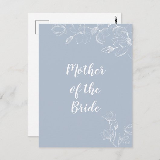 MOEDER VAN DE BRUIDEGOM Stof Dusty Blue met witte  Briefkaart (Voorkant / Achterkant)