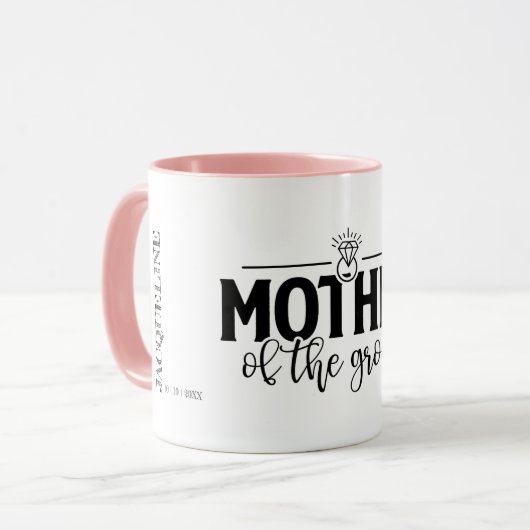 Moeder van de Bruidegom Stromend Script Gepersonal Mok (Voorkant links)