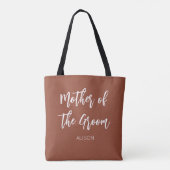 Moeder van de Bruidegom Terracotta Bruin Wit Tote Bag (Achterkant)