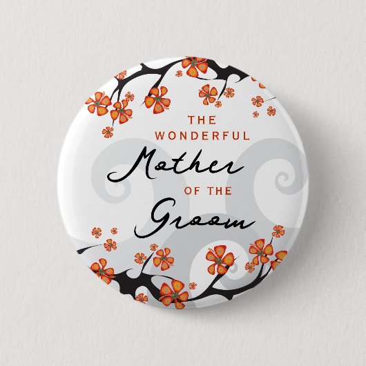 MOEDER VAN DE BRUIDEGOM Tropische bloemen wervelen Ronde Button 5,7 Cm (Voorkant)