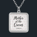 Moeder van de bruidegom trouwring patroon en naam zilver vergulden ketting<br><div class="desc">Moeder van de bruidegom trouwring Patroon Gepersonaliseerde naam Gift Ketting.</div>