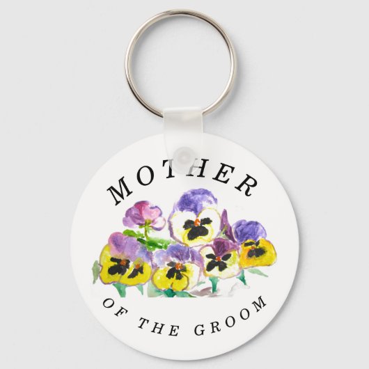 Moeder van de bruidegom viooltjes bloemrijke vinta sleutelhanger (Voorkant)