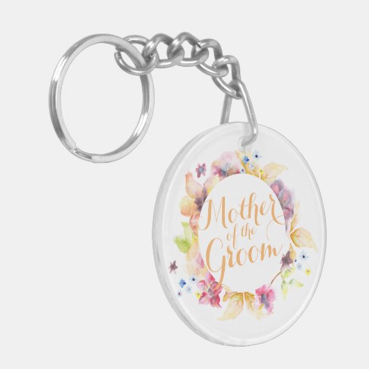Moeder van de bruidegom Waterverf bruiloft Sleutel Sleutelhanger (Voorkant Links)