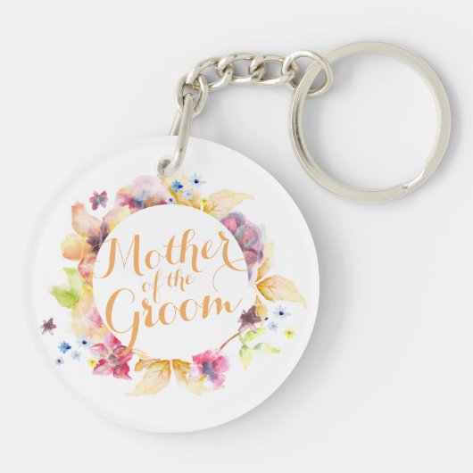 Moeder van de bruidegom Waterverf bruiloft Sleutel Sleutelhanger (Achterkant)