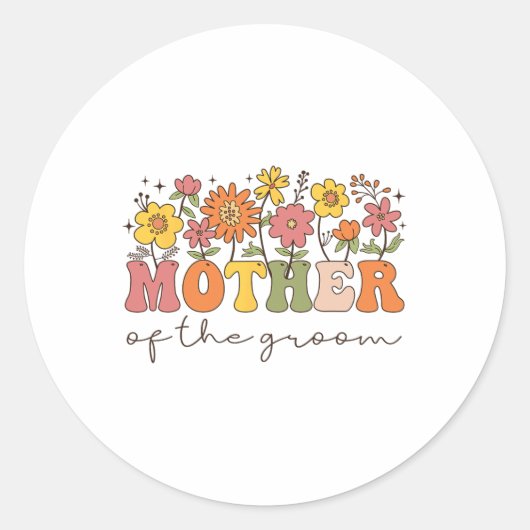 Moeder van de bruidegom wilde bloem bloem bruidsme ronde sticker (Voorkant)