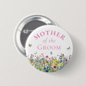 Moeder van de bruidegom - Zomer Bloemen & Vlinders Ronde Button 5,7 Cm (Voorkant /achterkant)
