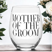 Moeder van de bruidegom Zwart Modern Elegant Custo Wijnglas Zonder Voet