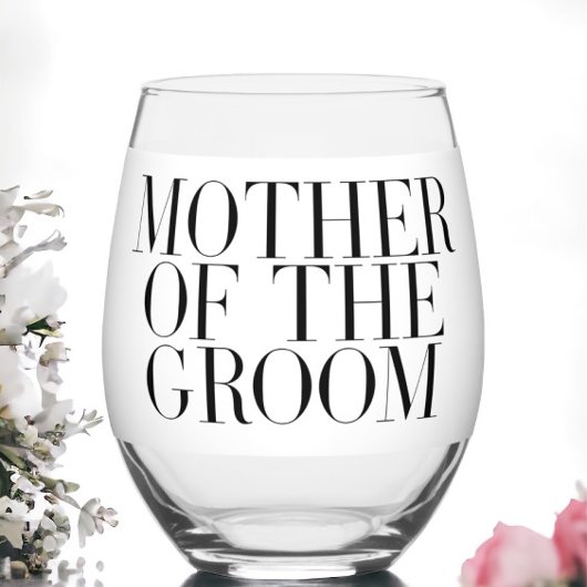Moeder van de bruidegom Zwart Modern Elegant Custo Wijnglas Zonder Voet