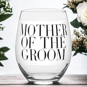 Moeder van de bruidegom Zwart Modern Elegant Custo Wijnglas Zonder Voet