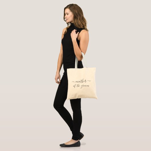 Moeder van de bruidegom. Zwart wit script bruiloft Tote Bag (Voorkant (model))