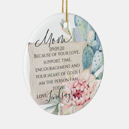 Moeder van de bruidgeschenk keramisch ornament (Rechts)