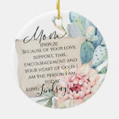 Moeder van de bruidgeschenk keramisch ornament (Achterkant)