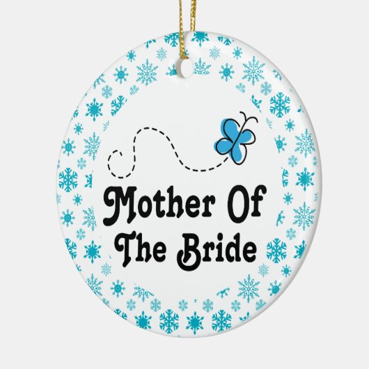 Moeder van de bruidskerstbruiloft keramisch ornament (Links)