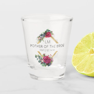 Moeder van de bruidsroodroodroodbruidsdatum Monogr Shot Glas