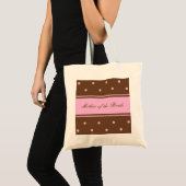 Moeder van de bruidstas - Roze Stippen op bruine t Tote Bag (Voorkant (product))