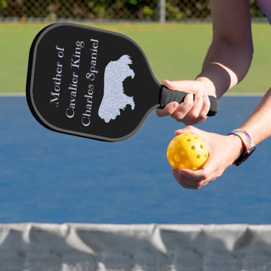 Moeder van de Cavalier King Charles Spaniel Zilver Pickleball Paddle (Insitu)