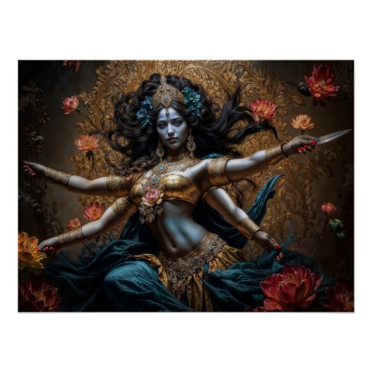 Moeder van de Drie Werelden Godin Kali Perfect Poster (Voorkant)