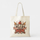 Moeder van de eerste klas Retro school ontwerp Tote Bag (Achterkant)