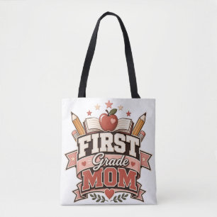Moeder van de eerste klas Retro school ontwerp Tote Bag