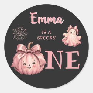Moeder van de enge één Pinkoween Retro Geest Ronde Sticker