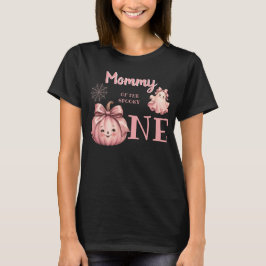 Moeder van de enge één Pinkoween Retro Geest T-shirt