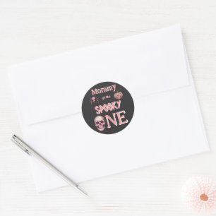 Moeder van de enge één vintage roze schedel ronde sticker