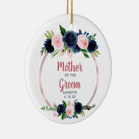 Moeder van de gepersonaliseerde marinier Blush Roz Keramisch Ornament (Rechts)