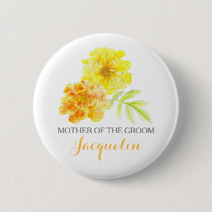 Moeder van de grommarigolds art trouwknoop ronde button 5,7 cm