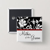 Moeder van de Groom Black en White Floral Button (Voorkant /achterkant)
