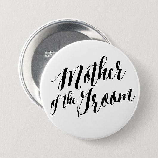 Moeder van de Groom Black Script Button (Voorkant /achterkant)