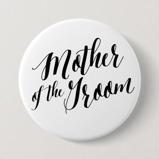 Moeder van de Groom Black Script Button (Voorkant)