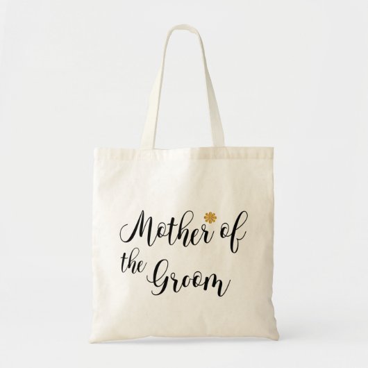 Moeder van de Groom Black Text Gold-Flower-Modern Tote Bag (Voorkant)