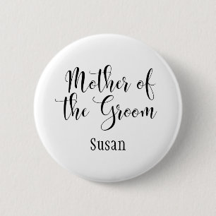 Moeder van de Groom Black Typografie met naam (30) Ronde Button 5,7 Cm
